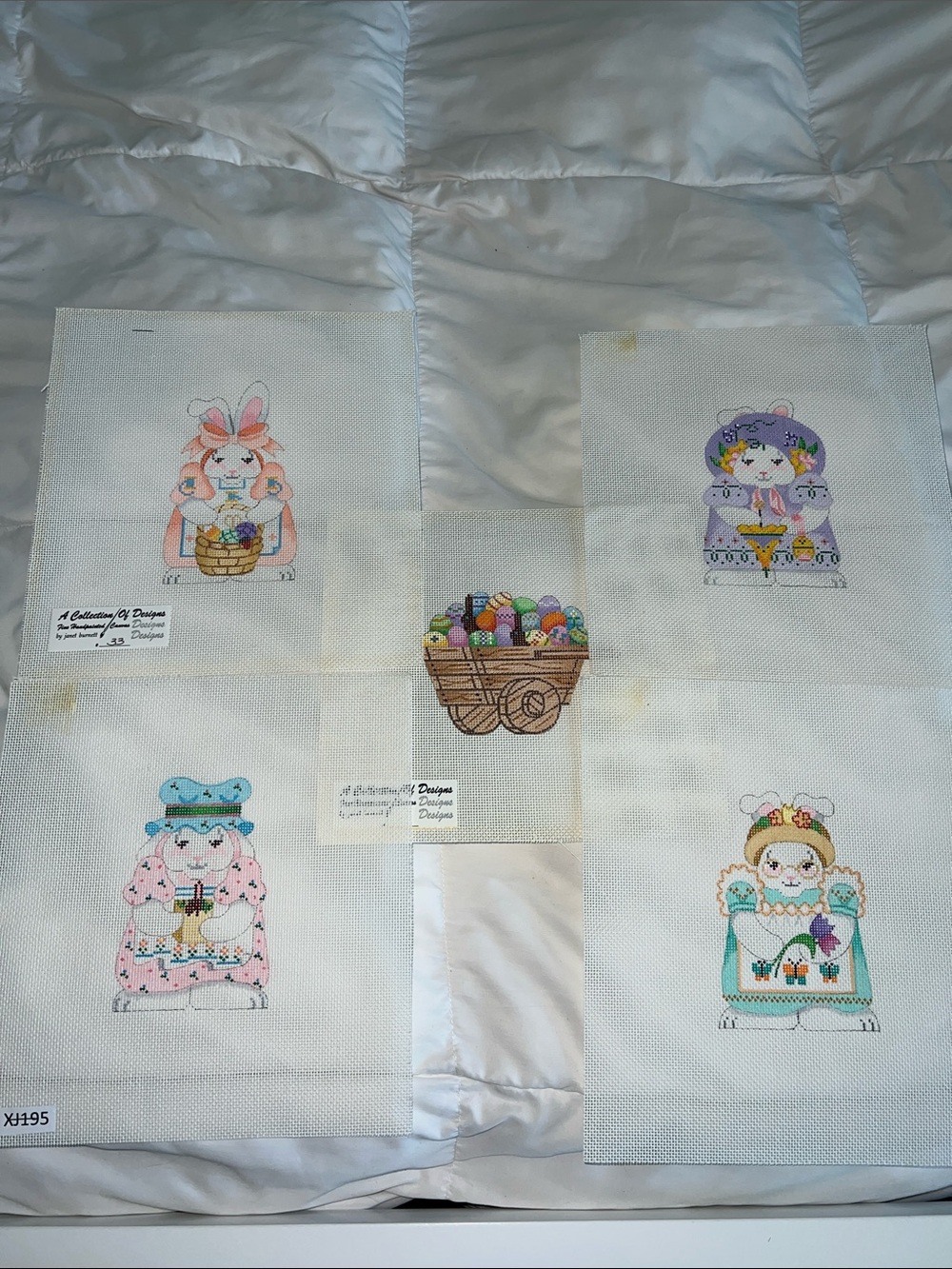 5 Easter needlepoint canvases 18 mesh